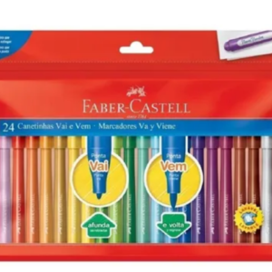 Canetinhas Faber Castell 24 Cores Hidrocor Ponta Vai E Vem